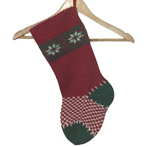 UNBRANDED Wool Christmas Stocking Traditional Style Brick Red Green